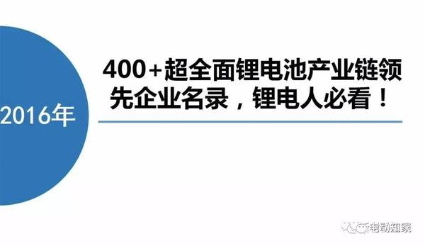 超全面鋰電池產(chǎn)業(yè)鏈領先企業(yè)名錄